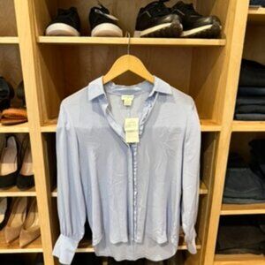 NWT Club Monaco Silk Blouse Ruffle Size XS